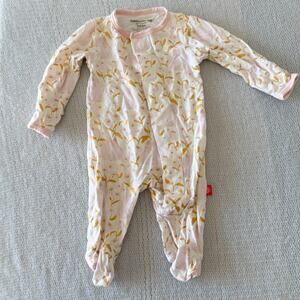 Magnetic Me White Pink + Gold Pear Print Pearadise Footed Sleeper Newborn